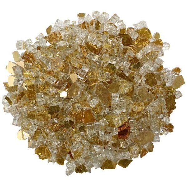 American Fire Glass 1/2 in Gold Reflective Fire Glass, 10 Lb Bag AFF-GDRF12-10